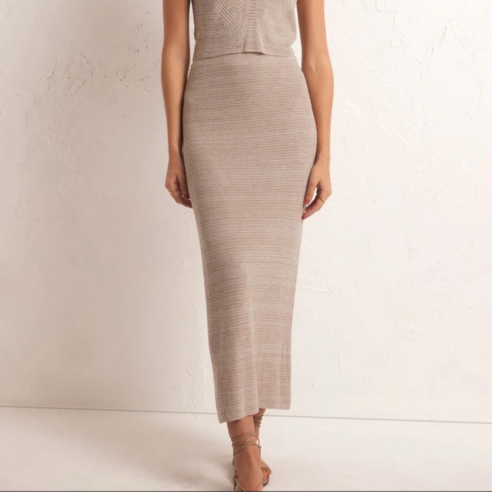 Z Supply Mykonos Knit Maxi Skirt Oatmeal Heather M